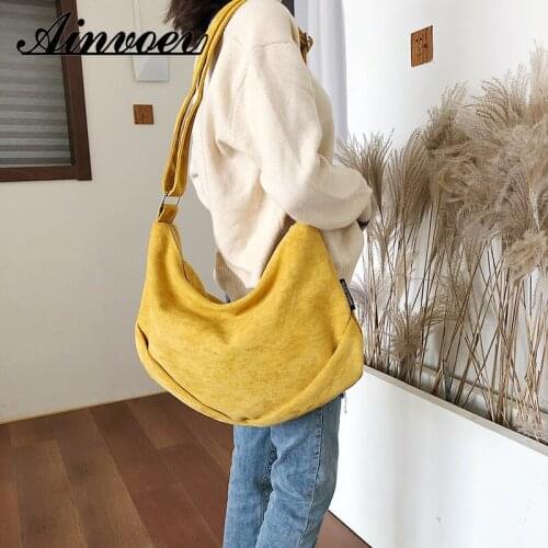 Ainvoev 2020 Casual School Ladies Shoulder Bags Korean Style Big Suede Crossbody Bags For Women Girls