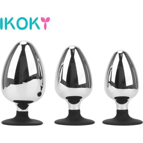 IKOKY Smooth Metal Butt Plug Extra Big Diameter Anal Plug Sex Toys For Women Men Prostate Massager Anal Dildo Anus Dilator