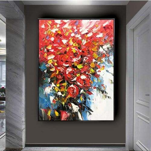 Large 100% hand-painted rose abstract modern oil painting on the canvas wall of the art wall picture for the living room decorat