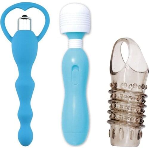 Big Dildo Vibrator Magic Wand Beads Anal Vibrador Butt Plug Cockring Clitoris Stimulator Vagina Massager Sex Toys For Women Men