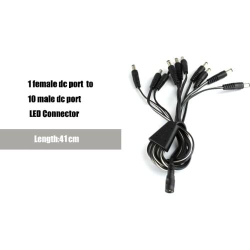 BSOD DC 1 Female to 10 Male Power Splitter CCTV Security System Camera Plug Adapter Cable Connector