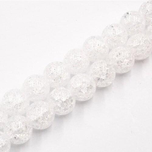 4 6 8 10 12mm Clear Snow Cracked Crystal Beads Natural Stones Round Loose Spacer Beads for Jewelry Making Bracelet Necklace Diy