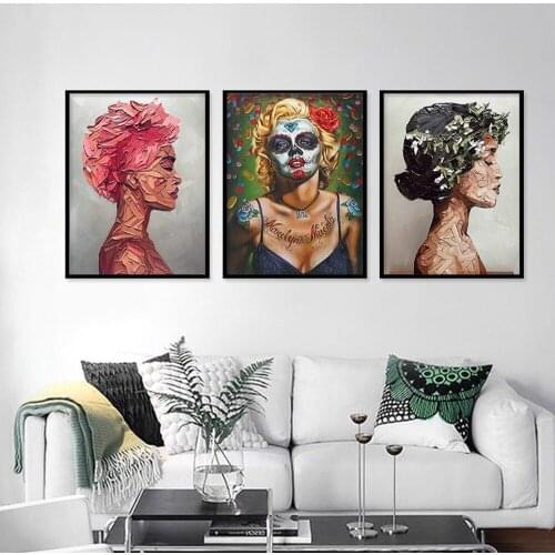 Color Portrait Wall Art Canvas Pictures Vintage Character Oil Painting Sexy Beauty Posters Living Room Bedroom Home Decor Mural