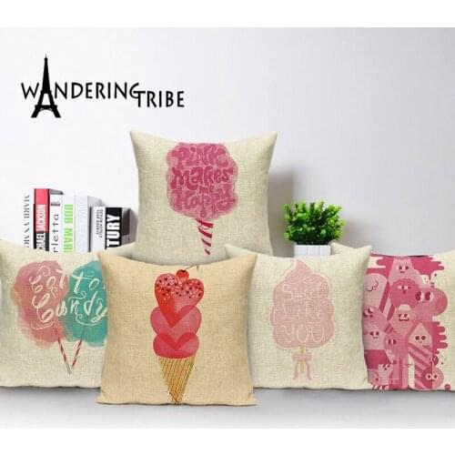 Elegant Cushion Covers Colorful Pillow Cases Pink Pillow Ice Cream Lollipop Pattern Cushions Home Decor Bed Chair Linen Cojin