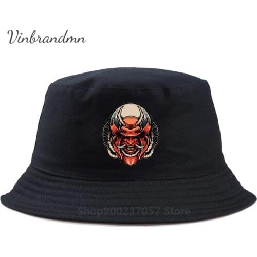 Hip Hop 3D Anime Hannya Samurai Printed Harajuku Bucket Cap Rurouni Manga Kenshin Demon Himura Funny Ghost Fisherman Hat