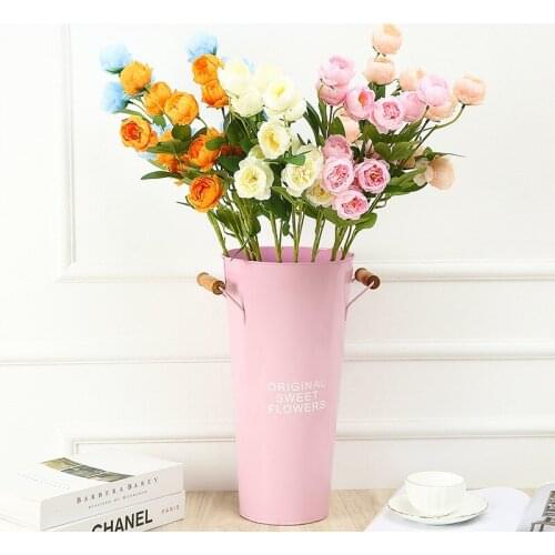 Artificial Flowers Red Silk Peony Roses Vases for Home Decor Bride Bouquet Wedding Accessories Craft DIY Gifts Pink Fake Plants