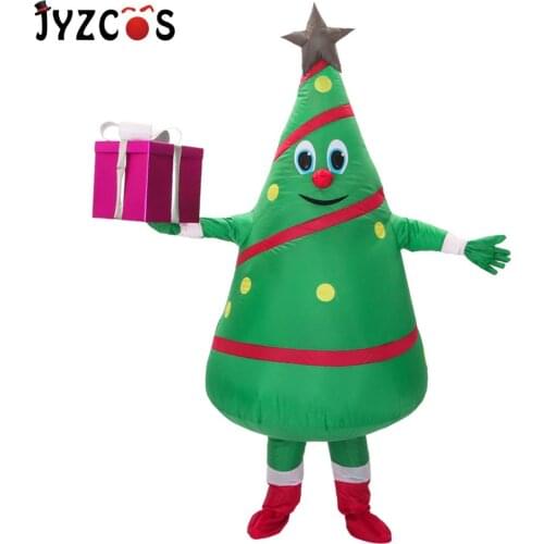 JYZCOS Adult Inflatable Costumes Cartoon Doll Costume Anime Green Christmas Tree Santa Claus Dress Up Props Funny Mascot Costume