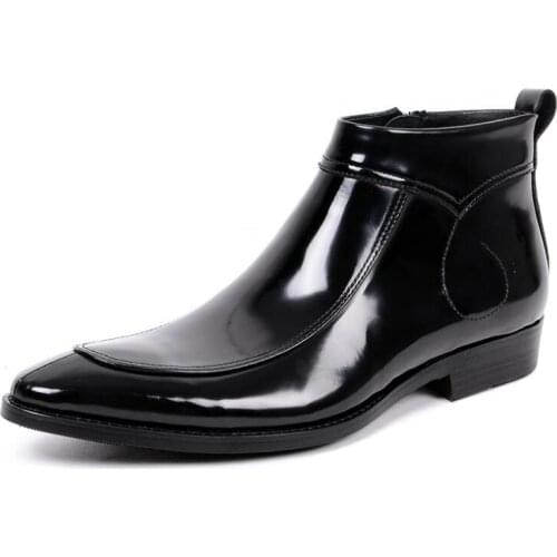 High-top autumn and winter Martin boots pointed toe mens boots handmade genuine leather formal classics ankle boots