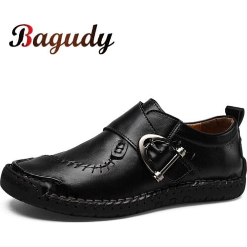 Classic Comfortable Men Leather Casual Shoes High Quality Loafer Italy Rome Shoes Men Moccasins Metal Button Flats Driving Shoes