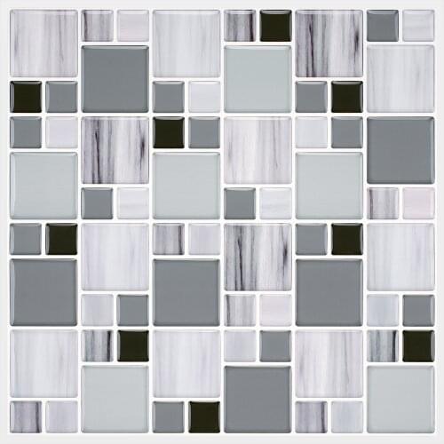 1pcs 10''x10'' White with Grey Grout Waterproof Tiles Peel and Stick Tile Wall Room for Kitchen Bathroom Decorate Backsplash