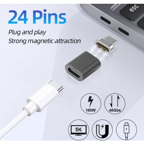 Magnetic 24Pin Type C Connector For Thunderbolt 3 PD 100W Fast Charging 40Gbp/s Converter USB C Adapter Video/Audio Transmission