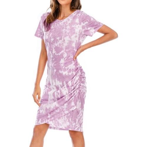 Fashion Women Dresses Summer Ladies Skirt Leisure Wear Short Sleeves T-Shirt Home Dresses Soft And Comfortable