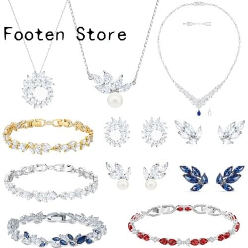 SWA Fashion Women Jewelry Louison Collection Leaf Crystal Jewelry Sets Earrings Necklaces Bracelets Fashion Romance Accessories