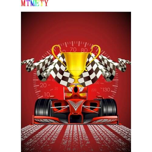 MTMETY Customized Background Champion Racing Car Vinyl Photography Backdrop for Child Birthday Party Studio Photo Props
