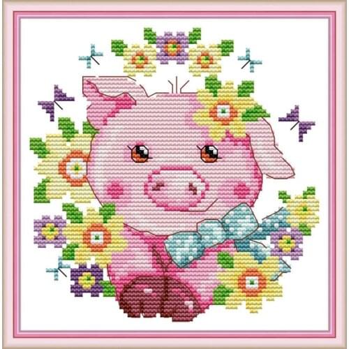 Joy Sunday Handmade Cartoon Cross Stitch Kit 14CT Fabric Counted DIY Needlework DMC Animal Series of Threads Crafts Home Decor