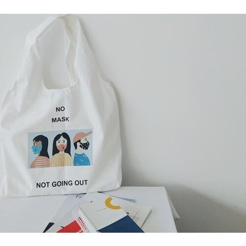 2020 new Canvas Tote bag Mask series Graffiti handbag shopping bag school bags for teenage girls