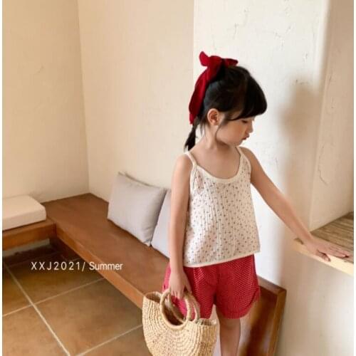 2021 new style girls boys floral vest summer cotton linen fashion kids waist vest