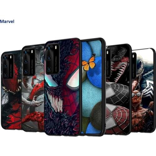 Silicone Black Cover Spiderman And Venom For Huawei P50 P40 P30 P20 Pro P10 P9 Lite E Plus 2016 Black TPU Phone Case