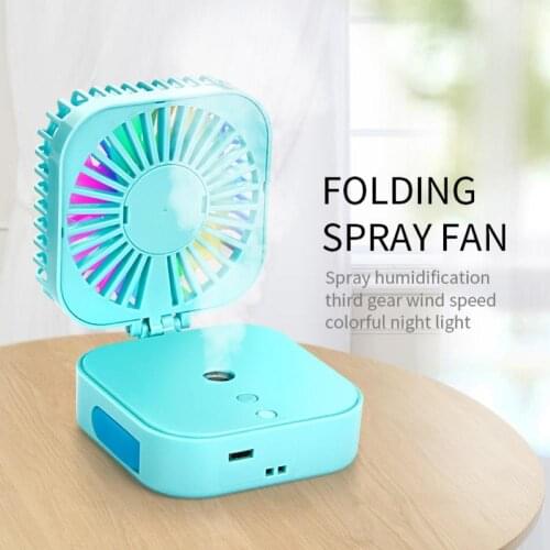 Foldable USB Charging Colorful LED Mini Water Cooling Mist Diffuser Fan Cooler The fan is quiet, low noise and comfortable. nice