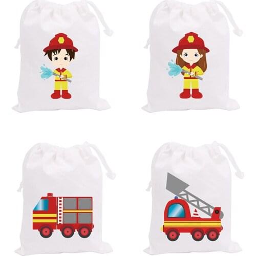 Fireman Theme Party Favor Bags Candy Bags Fireman Gifts Bags Fire Truck Kids Event Birthday Favor Bags Party Decoration Supplies
