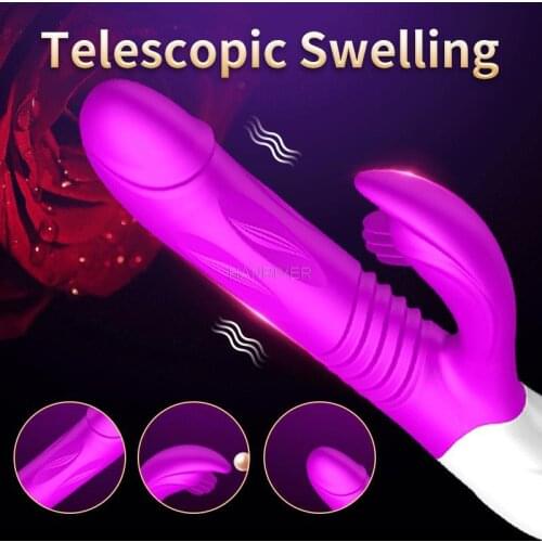 Telescopic Swelling Dildo Vibrator Tongue Anal Vibrator for Woman Clitoral Stimulation Massage Erotic Sex toys for women couple