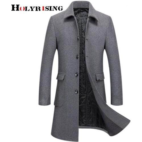 High-grade business jackets men turn collar trench woolen breathable keep warm overcoats single button elegant top coat 19757