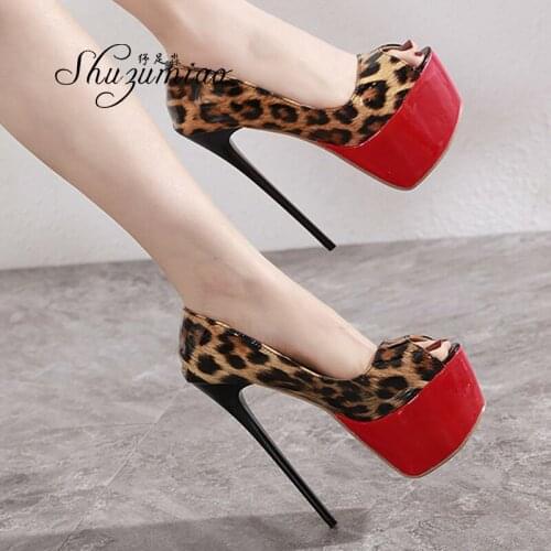 Stiletto Women Shoes Platform Women Pumps Shoes Fish Mouth Sexy Thin Heel High Heels 16CM Pumps Single Nightclub Shiny Show Shoe