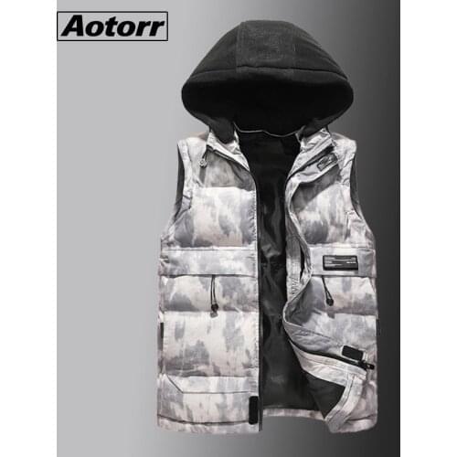 Autumn Winter New Mens Casual Vest Loose Thicken Sleeveless Men Vest Jacket Hooded Fashion Trend Waistcoat Male Brand Clothing