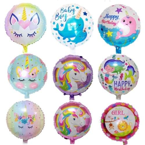 1PC 18 inch round mermaid party wedding birthday decoration ball inflatable toy unicorn balloon aluminum foil helium balloon