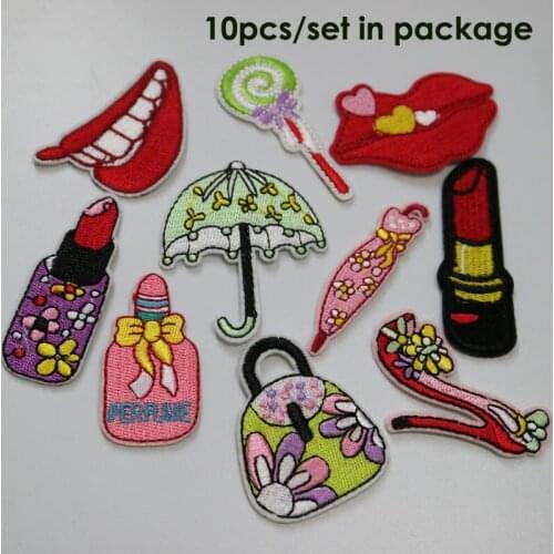 10pcs/set carton mouth iron on patches for clothing Small embroidery ironing applique parches sticker for bags backpack jeans