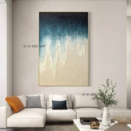 100% Handmade Abstract Oil Painting Contemporary Seascape Minimalist Modern Wall Art Decorative For Living Room