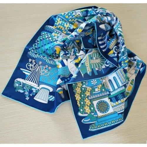 100% Silk Scarf Head Scarves French Dessert Prints Fashion Scarves Wraps Shawl for Women 2020 Spring Accessories