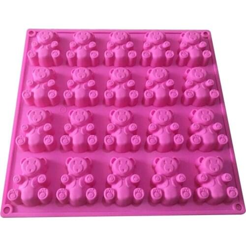 20 Cavity Silicone Soap Mold Bear Shape Chocolate Banking Mould Jelly Bear Cake Candy Trays Silicone Molds for Baby Soap Making