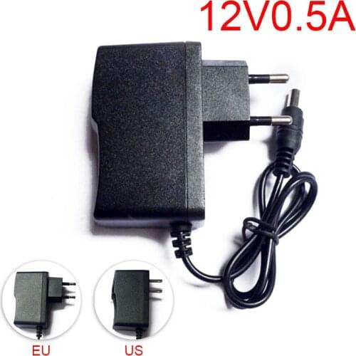 100 - 240V AC to DC Power Adapter Supply Charger Charging adapter 12V 0.5A 500mA US EU Plug 5.5mm x 2.1mm for LED Strip Light