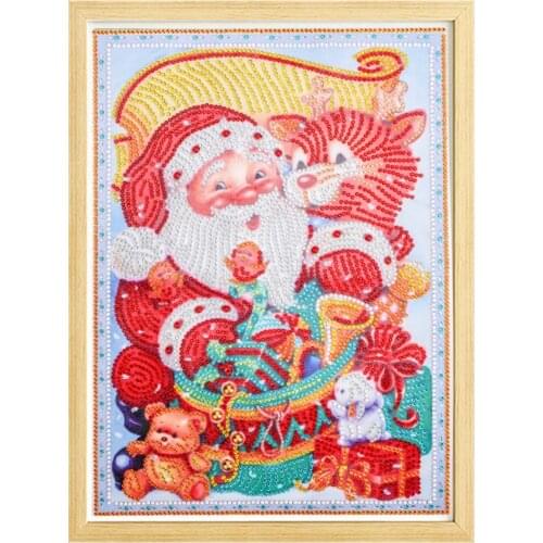 Handmade santa claus diamond painting round snowman mosaic handmade cross stitch children decoration mosaic painted wallpaper