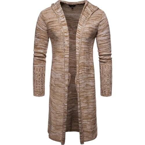 MRMT 2021 Brand Mens Sweater Jackets Medium Length Knitted Cardigan Overcoat for Male Wear Hooded Long Sleeves Jacket