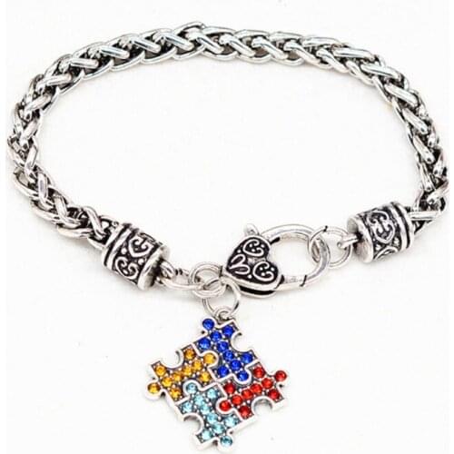 Childrens puzzle autism bracelet 1pcs puzzle with diamonds