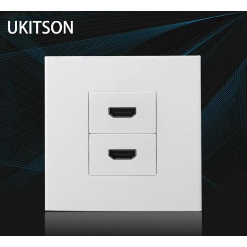 Dual HDMI Sockets Faceplate Panel L Shape Elbow HDMI2.0 Plug Female Extender Wall Outlet