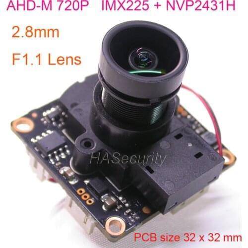 F1.1 / 2.8mm Lens AHD-M (720P) / CVBS(D1) 1/3" Exmor IMX225 CMOS + NVP2431 CCTV camera module PCB board +OSD cable +IRC
