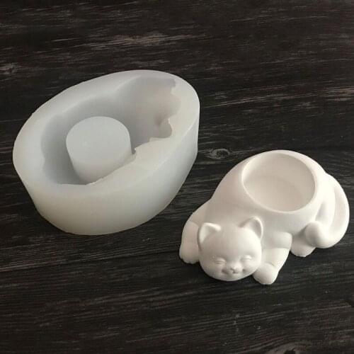 Candle Holder Molds Cat Shape Succulents Flower Pot Silicone Mould DIY Hand Craft Making Supplies