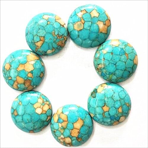 10pcs natural new turquoisee stone cabochons hot round shape 18mm charms beads accessories for jewelry making