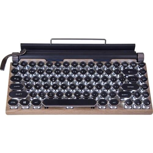 84 Keys Punk Keycaps Retro Typewriter Wired Bluethooth Mechanical Keyboard For MAC Laptop Tablet PC Phone Gamer -Blue Switches