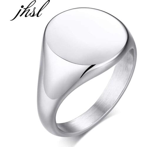 Unisex Male Men Women Big Large Statement Round Solid Rings Silver Color Stainless Steel Fashion Jewelry Size 6 7 8 9