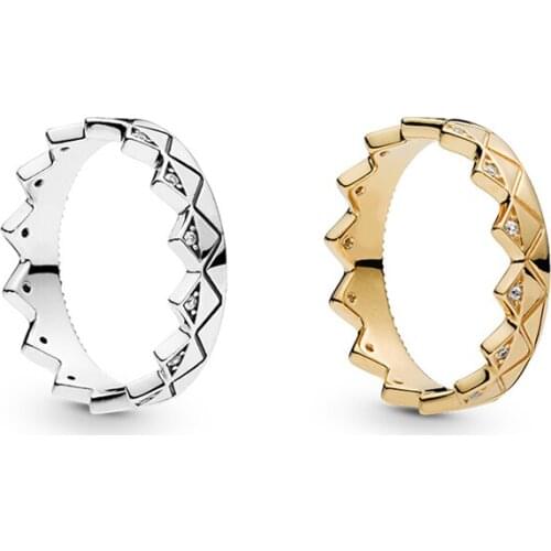 Ajax 925 Sterling Silver Golden Crown Rings For Women Famous Brand Fashion Jewelry Gift For Girl Friend