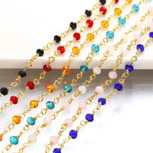 1meter Copper glass Beads golden Chain for making necklace bracelet High Quality Diy Jewelry Findings Accessories