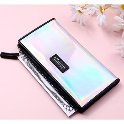 2021 New Women Wallets Fashion Long Large Capacity Female Purses Laser Leather Money Coin Bag Credit Girls Card Holder Clutch