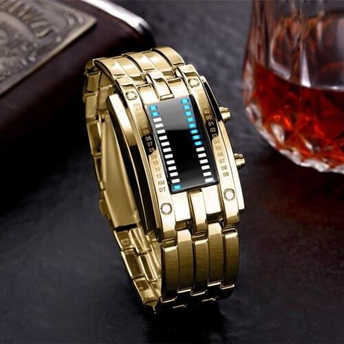 Luxury Stainless Steel Strap Mens Watch Led Sports Gold Bracelet Male Wrist Watch Watch Men Designer Brand Famous Relogio