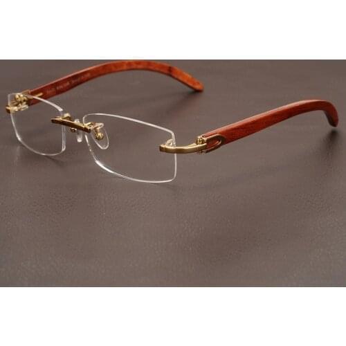 Evove Rimless Reading Glasses Male Gold Read Eyewear Wooden Brand Eyeglasses Frames for Men +1.0 1.5 1.25 1.75 2.25 3.0 3.25