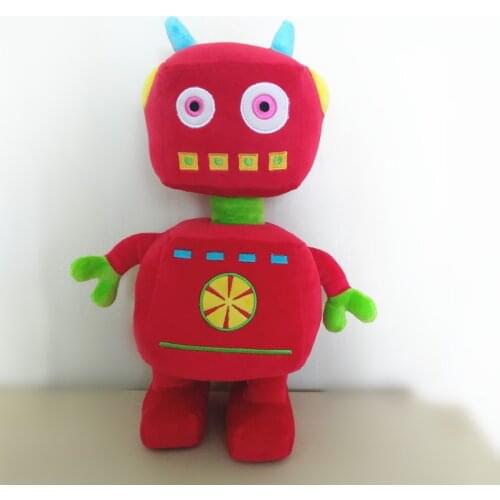 Stuffed Red Robot Toy 36cm Soft Velboa 100% Polyester Embroidered Cute Plush Toy Baby Stuffed Toy Childrens Birthday Gifts