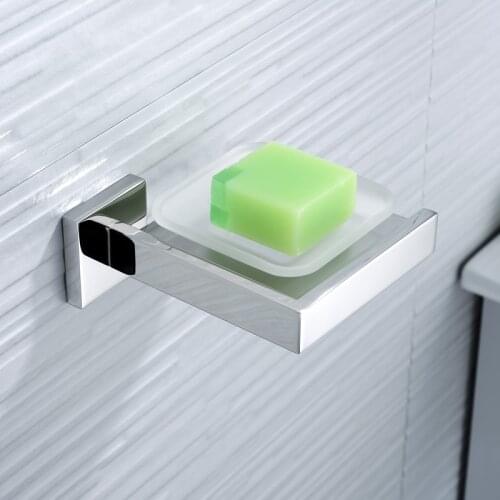 Wholesale Soap Dish Holder Square Glass Storage Box Holder Accessories for Shower Bathroom Hotel